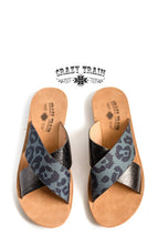 Load image into Gallery viewer, BEACH PLEASE SANDALS- CHARCOAL LEOPARD