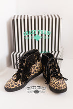 Load image into Gallery viewer, JUST MY LUCK CHUCKS ** BLACK FRINGE ON LEOPARD