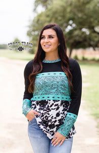 TURQUOISE TOOLED TOP